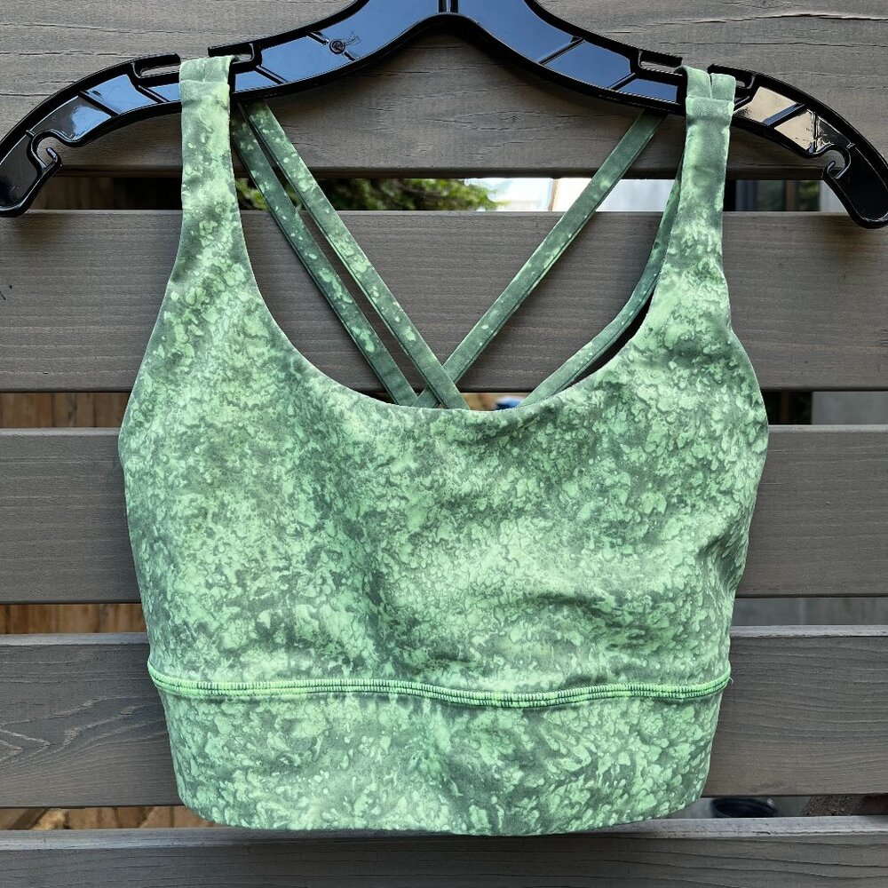 LULULEMON Energy Sports Bra, Green & Gray, Size 8 Med EUC